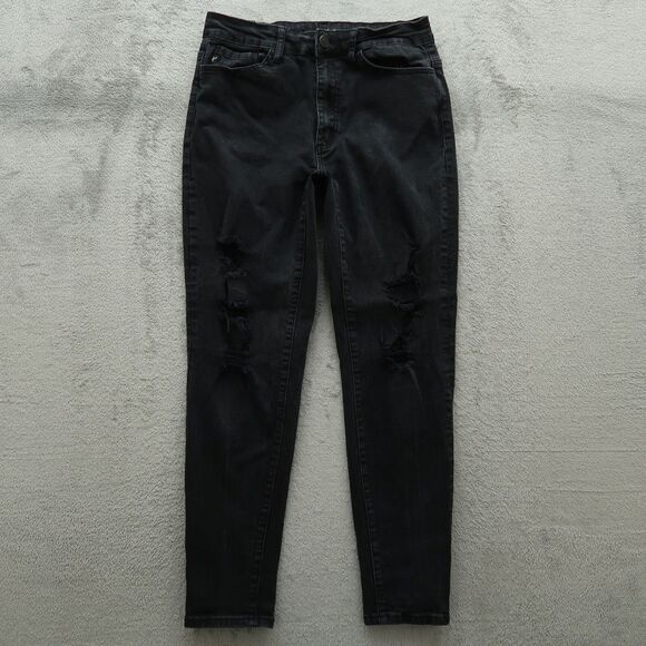 KanCan Jeans Juniors Size 9 Faded Black Mid-Rise Skinny 27" Inseam Distressed - Picture 1 of 15